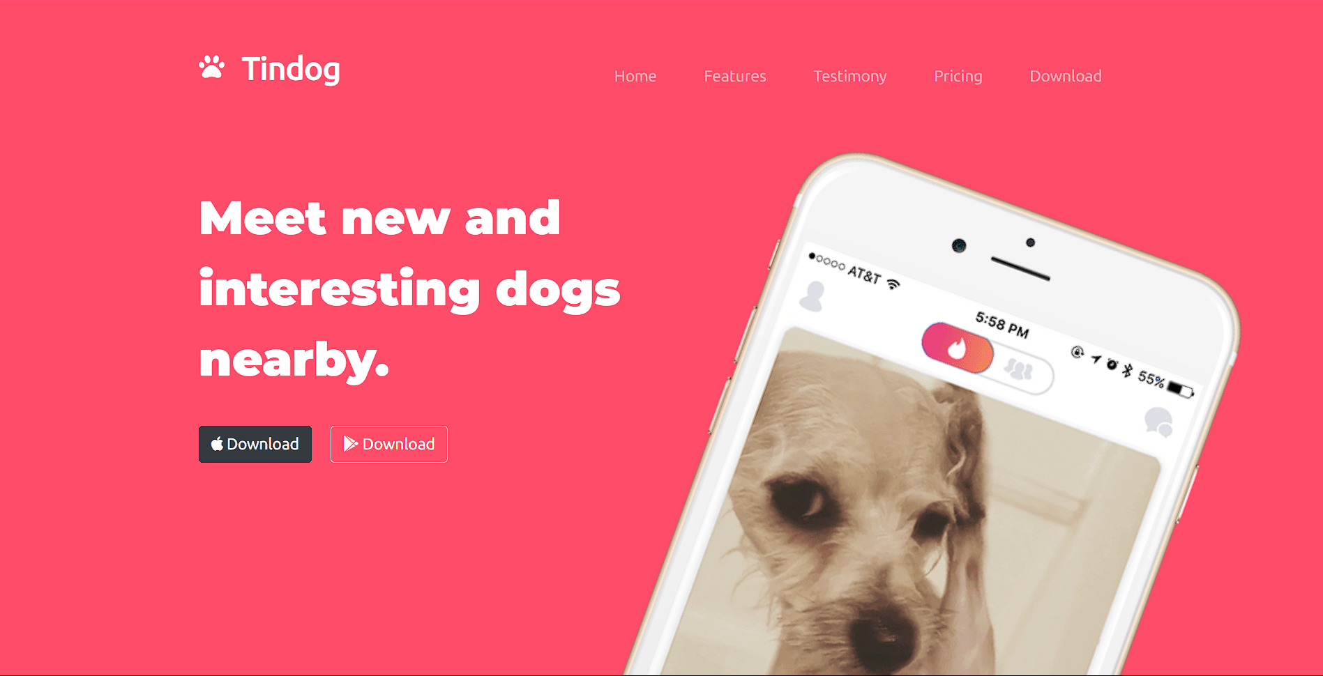 TinDog • Tinder App Pet Landing Page